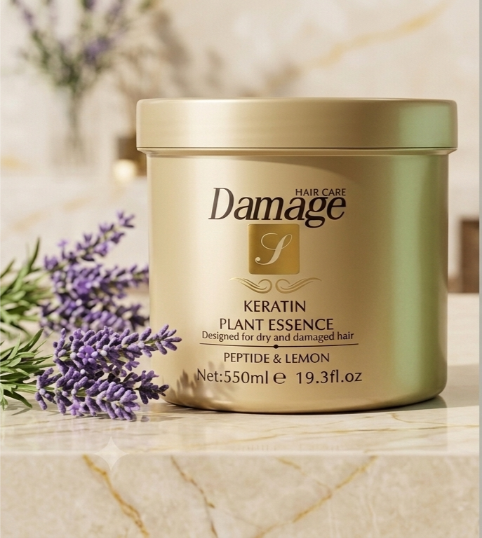 🍋 Damage Hair Care — Keratin Plant Essence Hair Mask | Peptide & Lemon | 550ml