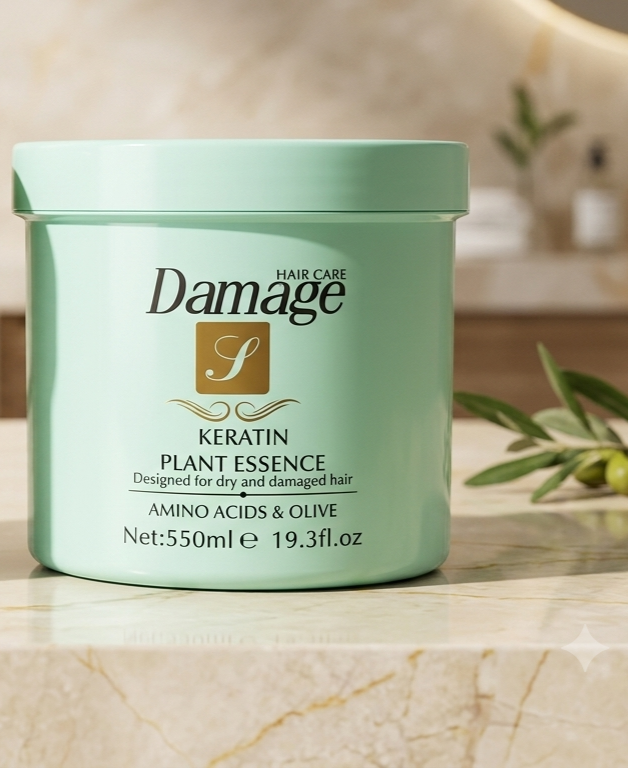 🌿 Damage Hair Care — Keratin Plant Essence Hair Mask | Amino Acids & Olive | 550ml